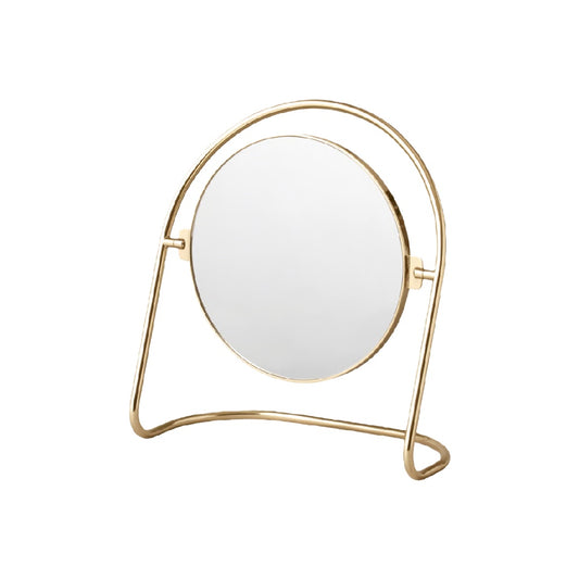 Gold Round Tabletop Vanity Mirror with Metal Stand