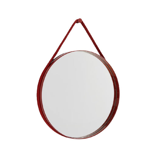 Espejo decorativo circular colgante con marco rojo