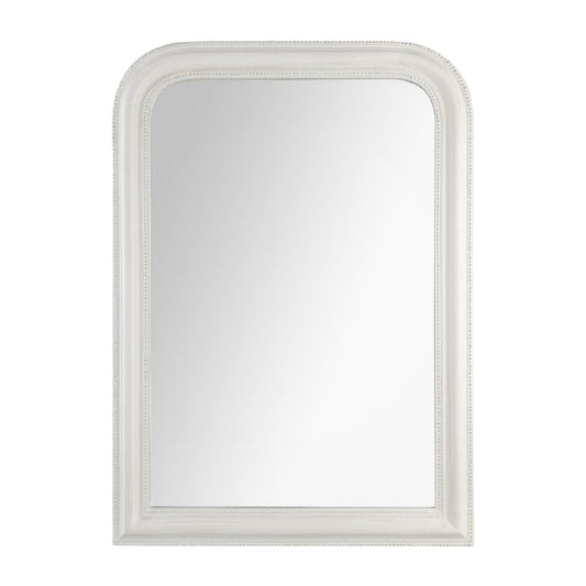 White Arched Wall Mirror with Decorative Frame