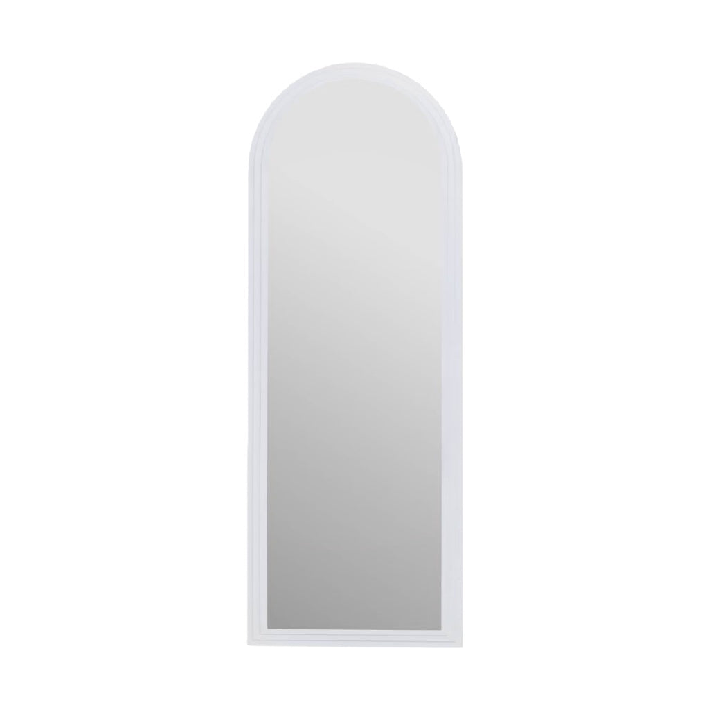 White Arched Wall Mirror, Minimal Slim Frame