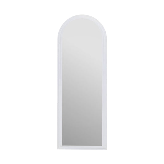 White Arched Wall Mirror, Minimal Slim Frame