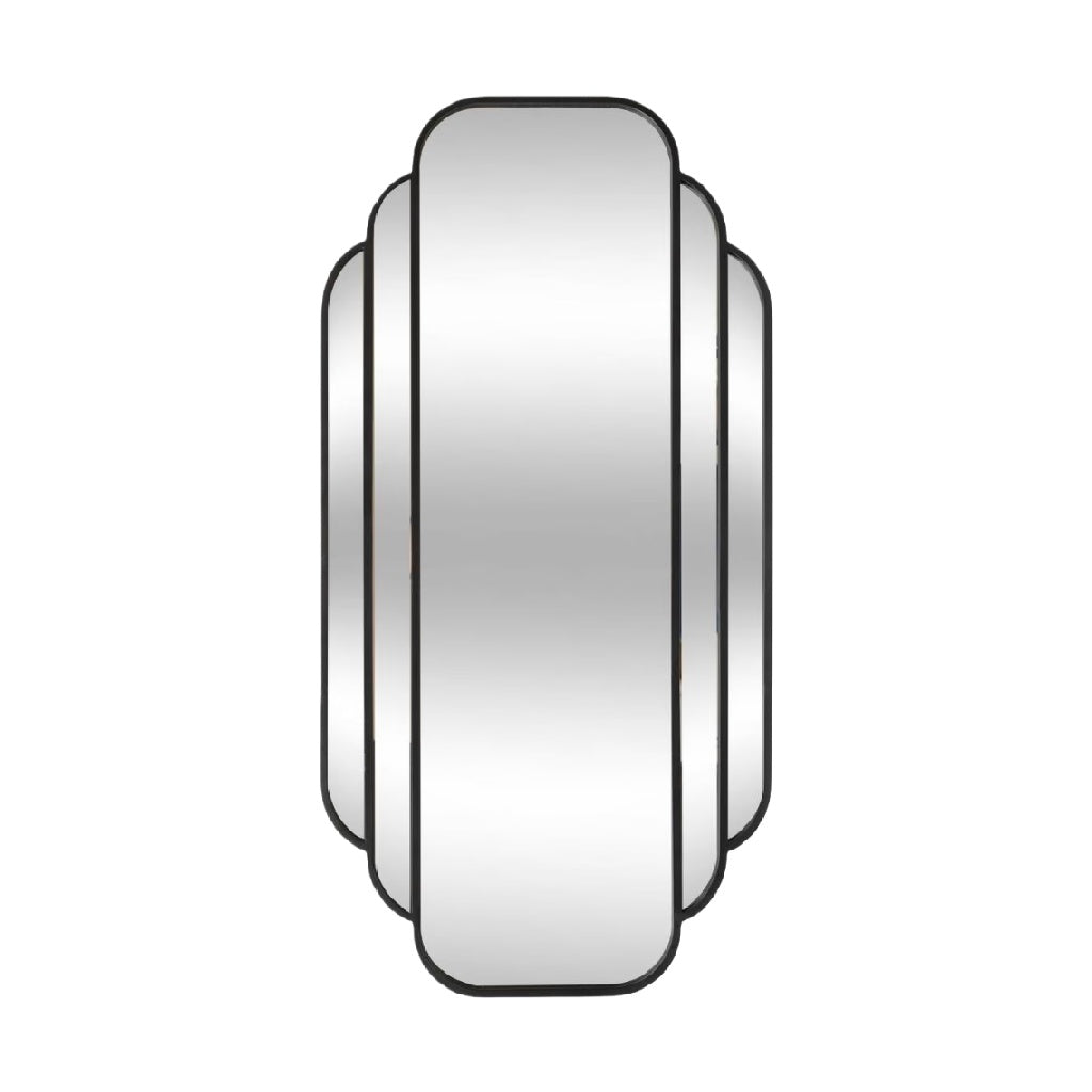 Black Art Deco Wall Mirror, Layered Vertical Design