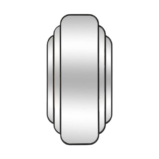 Black Art Deco Wall Mirror, Layered Vertical Design